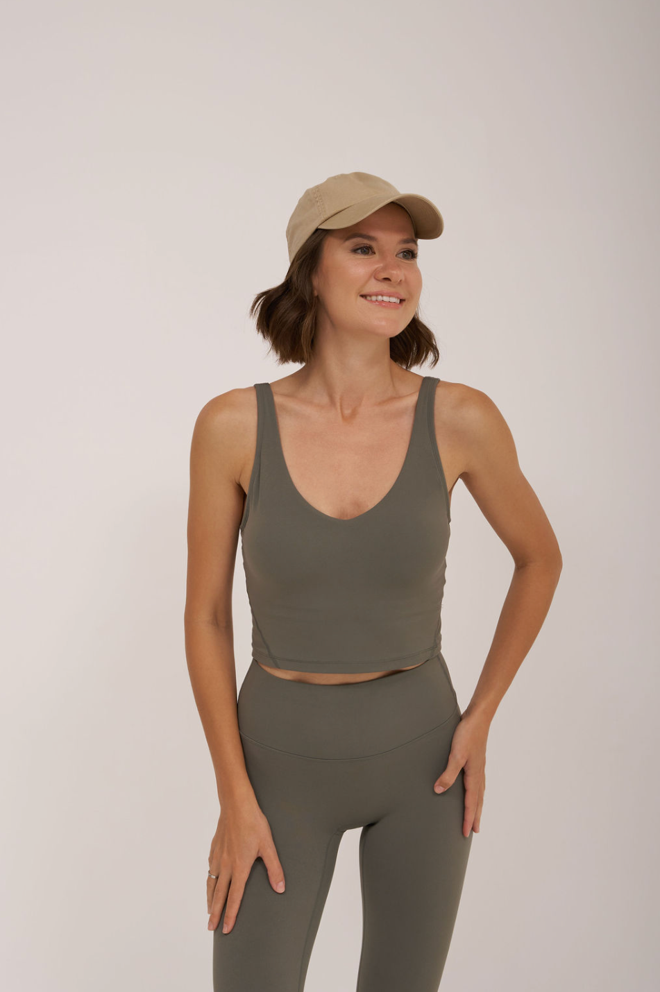 Bare Form Sage Green V-neck Tank Top