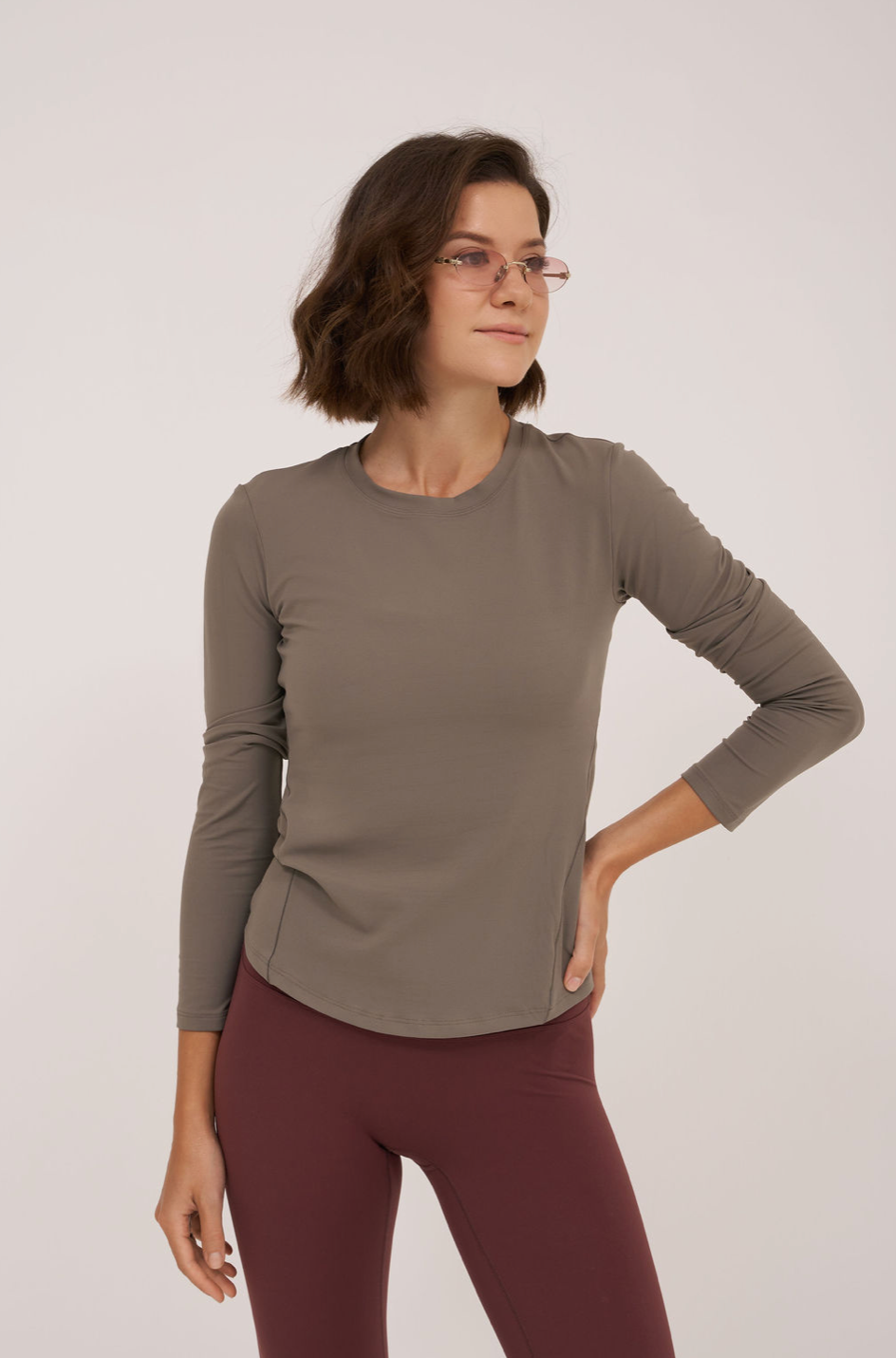 All Day Soft Khaki Long Sleeved Top